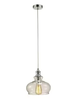 Image of Carla Dome Ceiling Pendant E27 Polished Chrome, Clear Glass