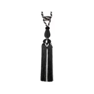 Image of Roaring Twenties Ravens Plume Tasseled Curtain Tie Back, Black - Harrison Drape