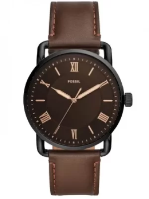 Image of Fossil Mens Copeland Brown Leather Strap Watch FS5666