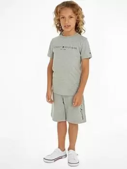 Image of Tommy Hilfiger Boys Essential Short And T-Shirt Set - Light Grey Marl, Light Grey, Size Age: 4 Years