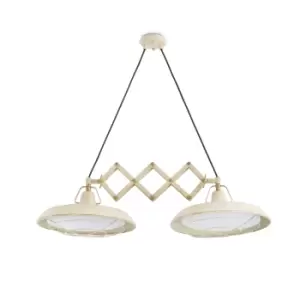 Image of Plec LED 2 Light Double Adjustable Outdoor Dome Ceiling Pendant Light Off-White IP44