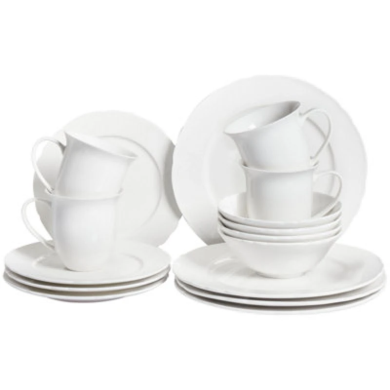 Image of Beliani Set Of 16 Dinnerware Elderberry Porcelain White