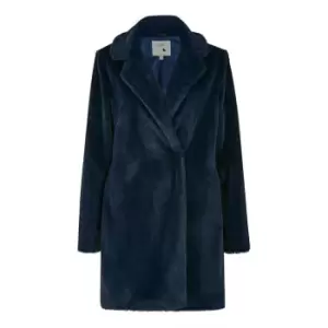 Image of Yumi Navy Faux Fur Coat - Blue