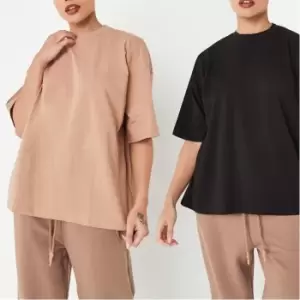 Image of Missguided Petite 2 Pack Oversized Tshirt - Neutral