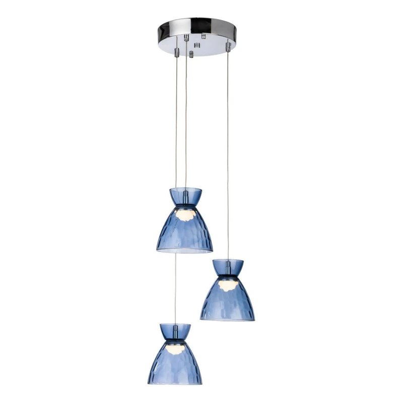 Image of Firstlight LED Royale 3-Light Cluster Pendant Light Warm White 3000K Blue in Chrome