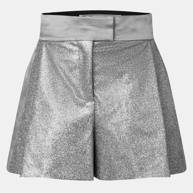 Image of Off White Womens Textured Knit Shorts Silver female 4 (3XS)