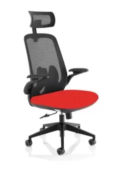 Image of Sigma Executive Bespoke Fabric Seat Bergamot Cherry Mesh Chair With Folding Arms