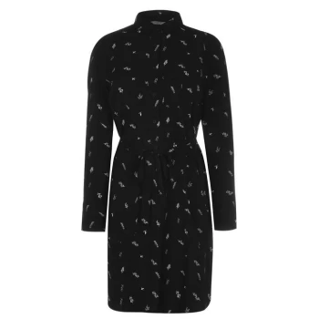 Image of Jack Wills Helford Leaf Print Mini Shirt Dress - Black