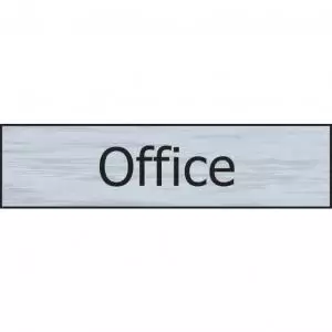 Image of Self adhesive semi-rigid Office Sign in Stainless Steel Effect 200 x