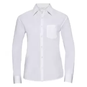 Image of Russell Collection Ladies/Womens Long Sleeve Shirt (XS) (White)