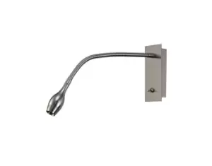 Image of Winslow LED Oval Head Wall Reading Lamp with Flexible Arm, Switch On Base, Satin Nickel