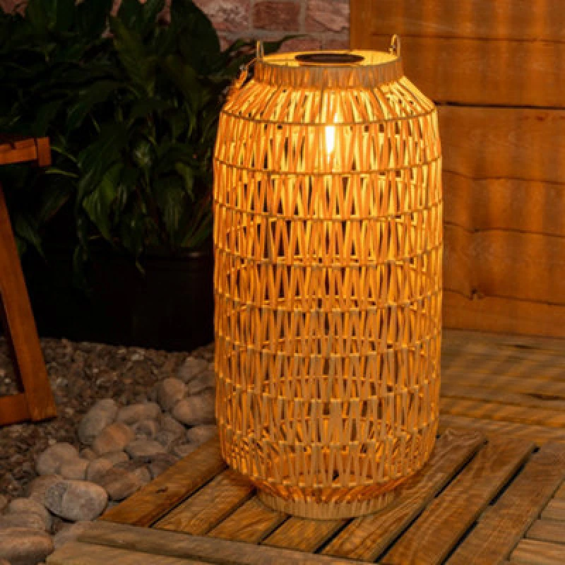 Image of ValueLights ValueLights Natural Rope Solar Powered Lantern Outdoor Garden Light Floor Lamp Natural One Size Unisex 5016529271154