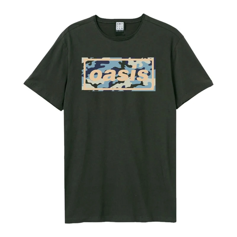 Image of Amplified Amplified Men Camo Oasis Logo T-Shirt in Charcoal Size: Small Charcoal S Male 5063470091676