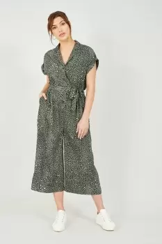 Image of Green Animal Print Jumpsuit