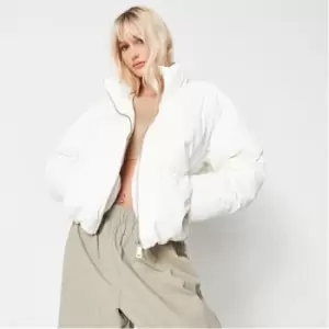 Image of Missguided Funnel Neck Puffer Coat - Beige