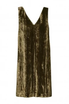 Image of French Connection Theresa Velvet V Neck Dress Green