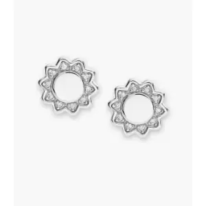 Image of Fossil Womens Elliott You Are My Sunshine Silver-Tone Sterling Silver Stud Earring - Silver