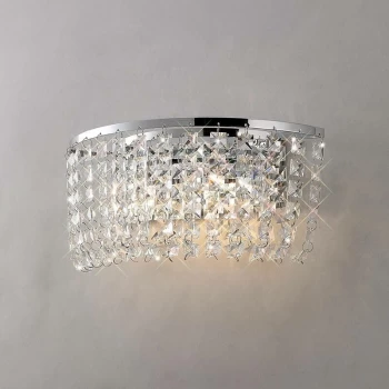 Image of Cosmos wall light with switch 2 Bulbs polished chrome / crystal