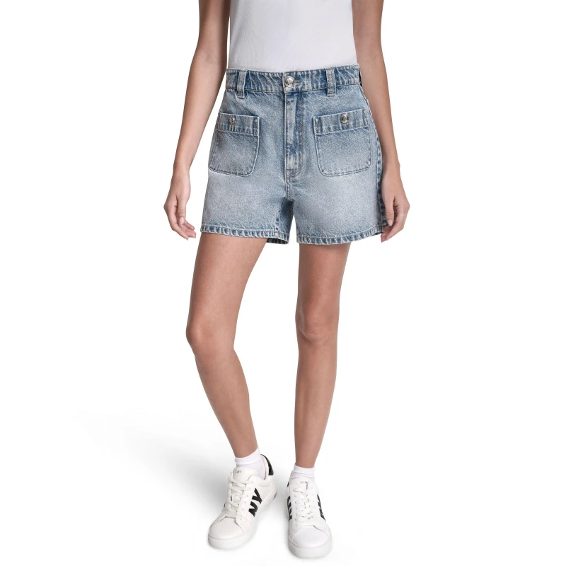 Image of DKNY Jeans High Rise A-Line Patch Pocket Short King female 26W