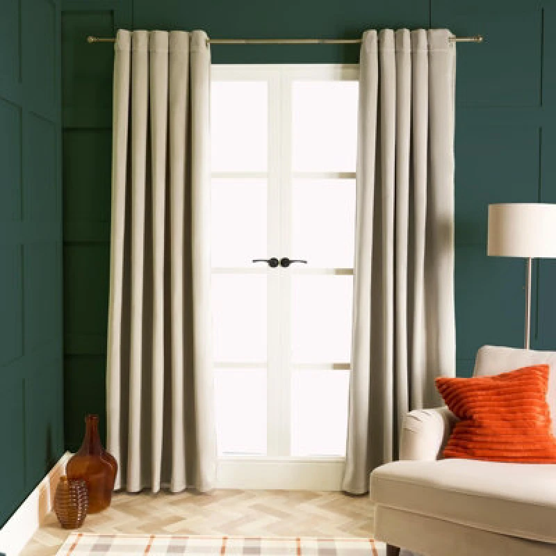 Image of OHS OHS Thermal Matte Velvet 2 Pair Ready Made Eyelet Curtains in Natural Size: 168cm width x 183cm drop Natural 168cm width x 183cm drop Unisex 502