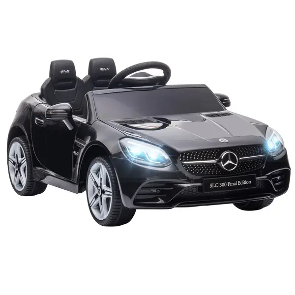 Image of AIYAPLAY Mercedes Benz SLC 300 Licensed 12V Kids Electric Ride On Car with Parental Remote Two Motor Music Light Suspension Wheel for 3-6 Years Black