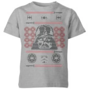 Image of Star Wars Darth Vader Face Knit Kids Christmas T-Shirt - Grey - 9-10 Years