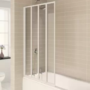 Image of Aqua 4 Four Folding White Frame Bath Screen 1400mm H x 840mm W - 4mm Glass - Aqualux