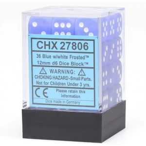 Image of Chessex 12mm d6 Dice Block: Frosted Blue/white