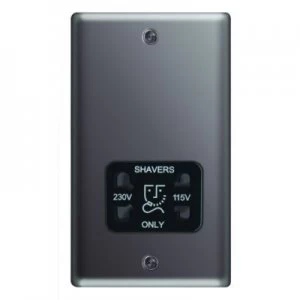 Image of Wickes Twin Raised Plate Dual Voltage Shaver Socket - Black Nickel