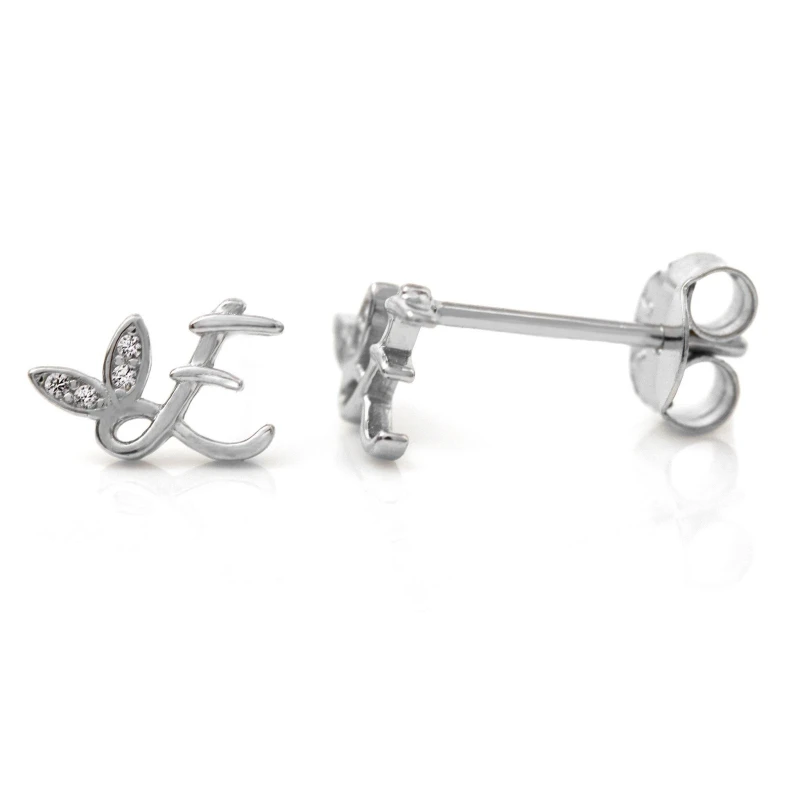 Image of Say It With Winged Initial Earring Pair - Sterling Silver - E Silver Unisex One Size