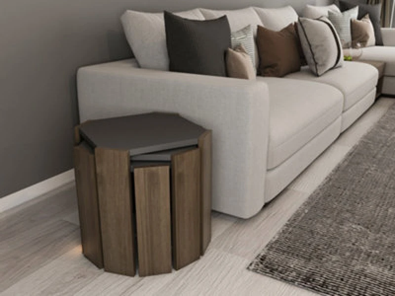 Image of Decorotika Lori 3 Pieces Nesting Table Coffee Table Cocktail Table Set Brown