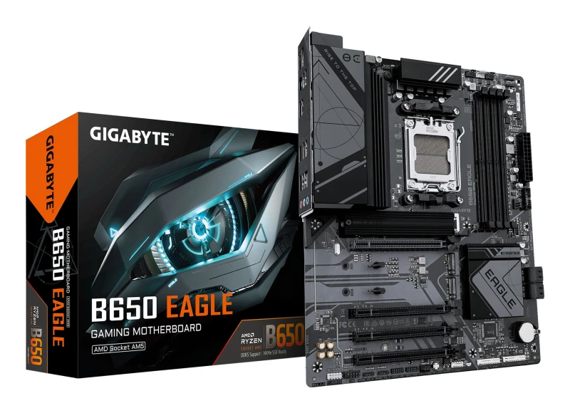 Image of Gigabyte Gigabyte B650 EAGLE Motherboard - Supports AMD Ryzen 9000 CPUs 12+2+2 Phases Digital VRM up to 7600MHz DDR5 (OC) 1xPCIe 5.0 + 2xPCIe 4.0 M.2