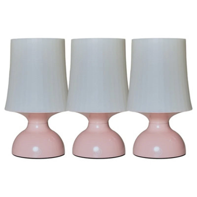 Image of ValueLights Colmar 3 Pack Pink Table Lamp Touch On/Off Dimmable Pink unisex