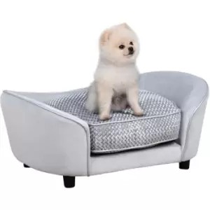 Image of Dog Sofa Bed, Pet Chair, Kitten Couch Lounge w/ Cushion, for xs, s Dogs - Grey - Pawhut
