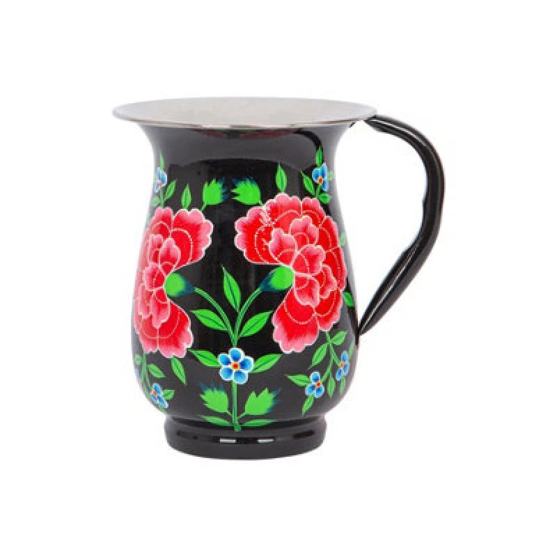 Image of Billy Can Hand-Painted Picnic Water Jug - 1.7L - Carbon Peony Black
