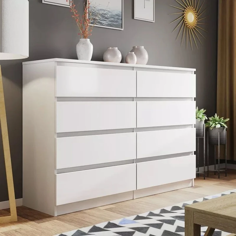 Image of LUXURY LIFE Carlton Matt Chest of Drawers 8 Drawer Cabinet White