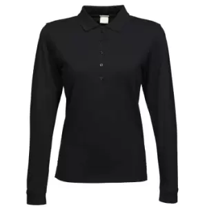 Image of Tee Jays Womens/Ladies Luxury Stretch Long Sleeve Polo Shirt (3XL) (Black)