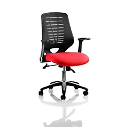 Image of Dynamic Tilt & Lock Task Operator Chair Folding Arms Relay Black Back, Bergamot Cherry Seat With Headrest Medium Back