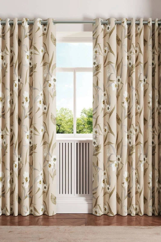 Image of Ted Baker 'Cabana' Cotton Lined Curtains in Light Beige Size: 228cm width x 228cm drop Light Beige Unisex 228cm width x 228cm drop