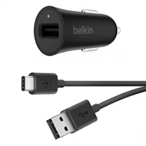Image of Belkin BOOST UP Quick Charge 3.0 18 W Car Charger Plus 1.2 m USB-A to USB-C Cable, Black
