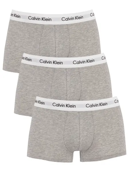 Image of Calvin Klein 3 Pack Low Rise Trunks Grey Heather S