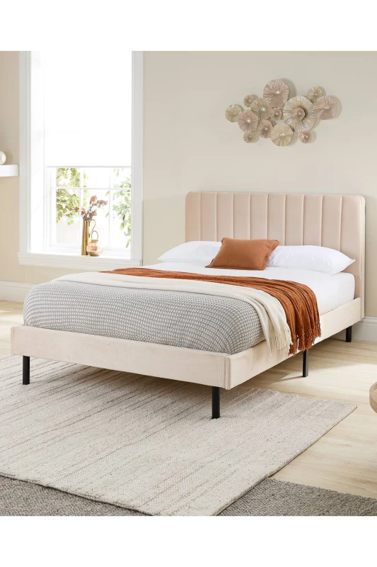 Image of Aspire Furniture Rosella Upholstered Bed Cream - King BIA-FRA-CRE-50