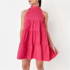 Image of Missguided Petite Sleeveless Tiered Dress - Pink