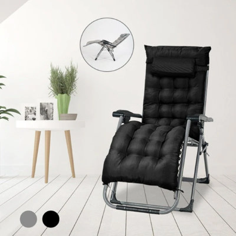 Image of Smart Living Smart Living Zero Gravity Reclining Chair with Cushion & Pillow in Black One Size Unisex 0657039315003