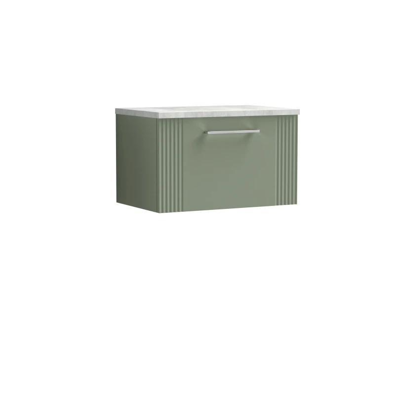 Image of Balterley 1 Drawer Wall Hung Vanity Grey Laminate Worktop Green 600mm Grey