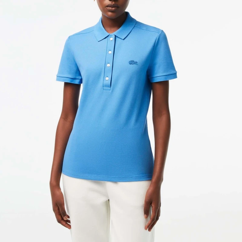Image of Lacoste L.12.D Slim Fit Stretch Mini Piqu Polo Shirt - Blue Blue 10