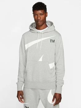 Image of Nike Swoosh Pullover Hoodie - Grey Size M Men