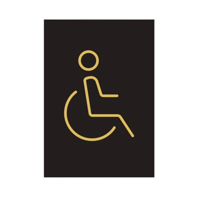 Image of Disabled Toilet Sign Rigid Plastic 105x150mm Black/Gold Y6698804