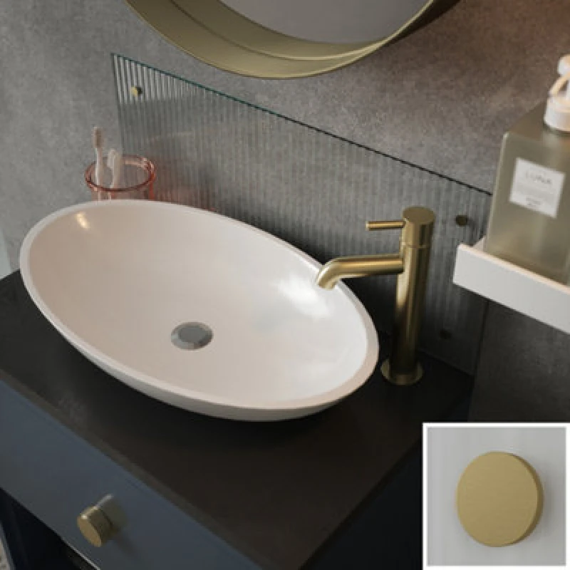 Image of Clear Fluted Glass Bathroom Splashback With Brushed Brass Caps 250 X 500 X 4Mm, Clear SB54342