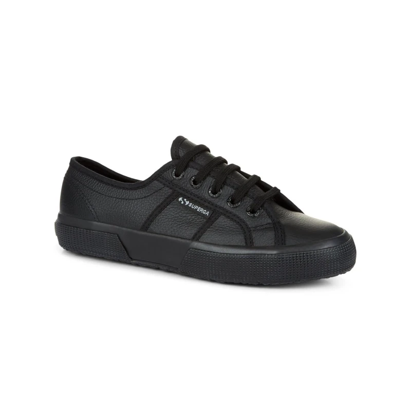Image of Superga Mens 2750 Efglu Leather Trainers in Black Size: 3 Black Male 3